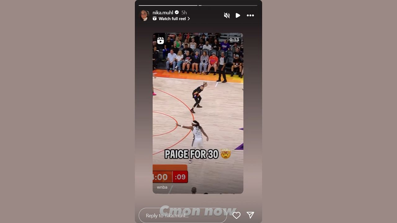 Nika Muhl shouts out Paige Bueckers on her IG story. (Credits: @nika.muhl/Instagram)